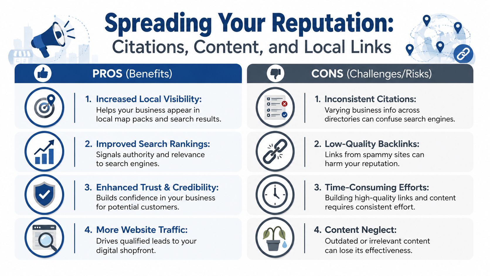 Search Engine Optimization Northampton: 2026 Local Playbook 4 An Infographic Comparing The Pros And Cons Of Local Search Engine Optimization Strategies For Business Reputation Management.